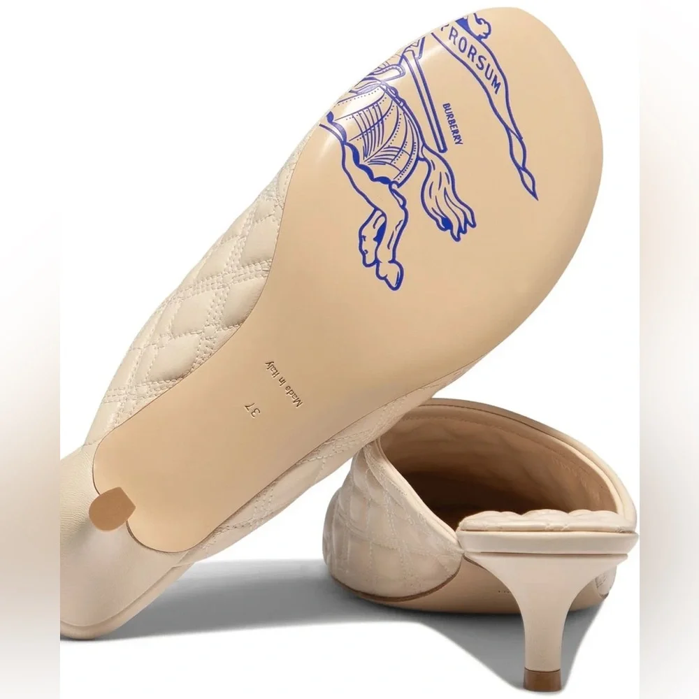 Burberry Embroidered Quilted Slip-On Mules - Picture 6 of 8